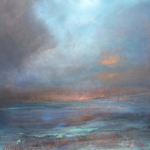 Copper Blue | 1000mm square | Mixed media on copper by Julie Oldfield