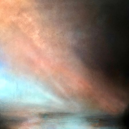 Teal Light | 1000mm square | Mixed Media on ungalvanised steel