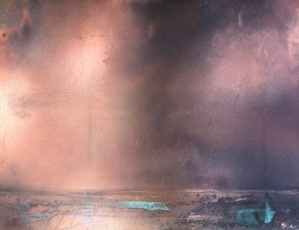 Mixed media painting (3903) on copper sheet by Julie Oldfield, SWA