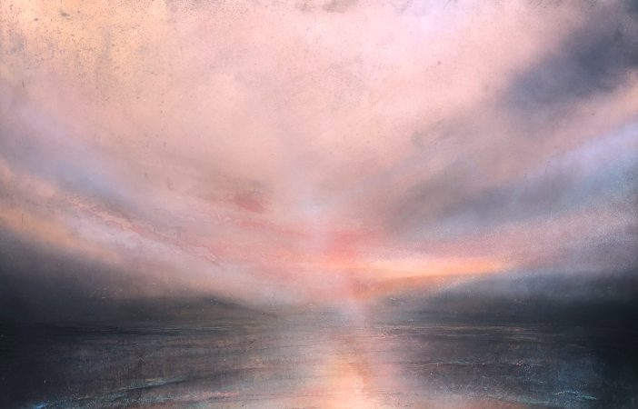 Mixed media painting (3907) on copper sheet by Julie Oldfield, SWA