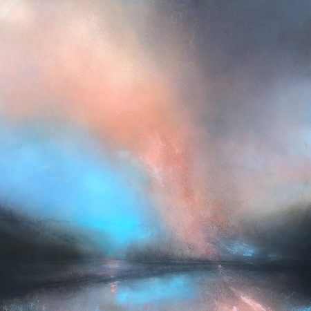 Mixed media painting (3910) on brass sheet by Julie Oldfield, SWA
