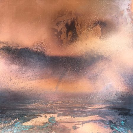 Mixed media painting (3916) on copper sheet by Julie Oldfield, SWA